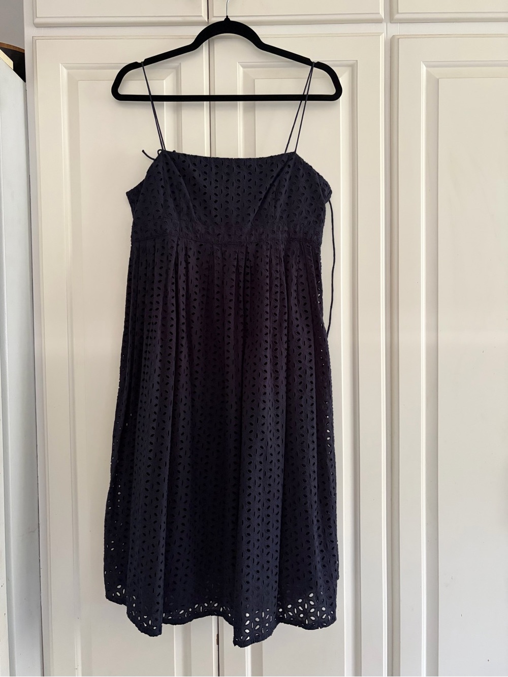 Gap Cotton Broderie Navy Blue Eyelet Midi Dress  Size 12